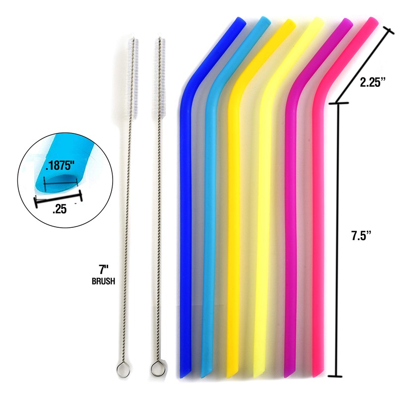 Norpro 471 Reusable Slim Silicone Drinking Straws with 2 Cleaning