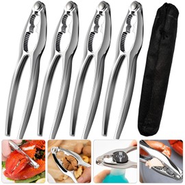 Crab Leg Crackers Tools, Crab Claw Cracker, Stainless Steel Seafood Lobster Crackers and Tools for Seafood Boil Gatherings Supplies, Dishwasher Safe(4 Pcs)