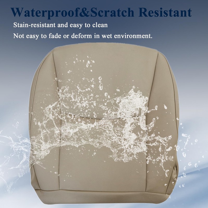 NLQR Front Passenger Side Bottom Seat Cover Tan Replacement Microfiber