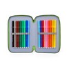 L'ERBAVOGLIO Original 3 Zip School Pencil Case Complete with 44