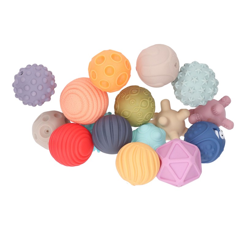 16PCS Baby Soft Textured Sensory Balls Toddlers Exploration Toys Sensory