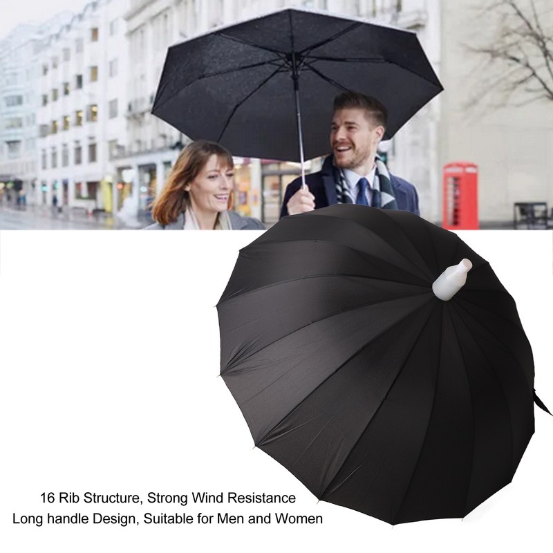 Large Umbrella Automatic Open 16 Ribs Waterproof with Cover Long