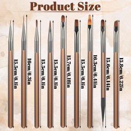 Set of 9 nail art brush set, nail design brush for gel nails, acrylic gel brush for nails, UV gel brush set for nail design and embellishments