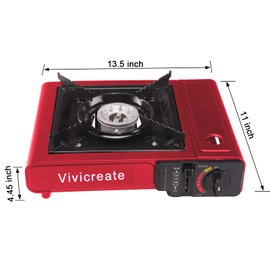 Vivicreate Portable Butane Stove 8500 BTU, Butane Stove with Auto Ignition for Camping, Lightweight Portable Gas Stove Burner with Safety Lock, Butane Burner, Estufa de Gas Portatil(Red)