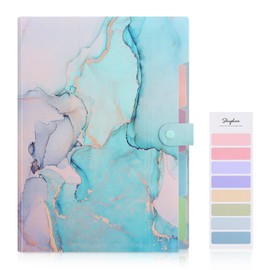 SKYDUE A4 Folder with Compartments, Document Folder A4 with Labels, Postal Folder Folder System, Expanding Folder A4 for Home, Office, School and Travel (Marbled Light Blue)