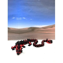 Generic Black and Red Dragon, 3D Printed Articulated Black and Red Heart Dragon, Fidget ADHD/Autism Toy, Executive desk Toy D034, Large