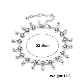 LEEQBCR 1pcs Boho Anklet with Beads and Silver Tassels for Women and Girls, Zinc