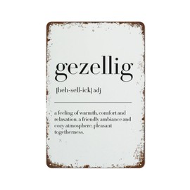 Metal Tin Sign Vintage Metal Signs Gezellig Definition Gezellig Sign Dutch Gift Vintage Wall Decor Tin Sign Funny Decorations for Home Bar Pub Cafe Farm Room Metal Poster 8x12 Inch