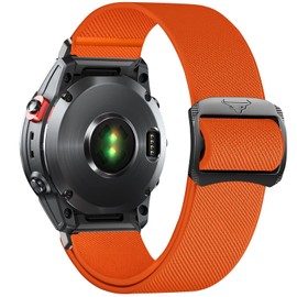 SumRioo 22mm QuickFit Wristband for Garmin Fenix 8/8 Solar 47mm/7 Pro/7/6 Pro/6/5/5 Plus/E, Elastic Nylon Wristbands for Garmin Tactic 8 47mm, Descent G2, Epix 2, Forerunner 965/955, Orange