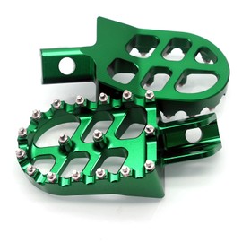 MZS Dirt Bike Foot Pegs, CNC Motocross KLX 110 Footpeg MX Footrest Rest Pedal Green Compatible with KLX110 2002-2024 / KLX110L 2010-2024 / KX60 1988-2003