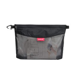pack all Water-resistant Material Zipper Pouch, Mesh Zipper Bags for Storage, Travel, Office (Black, Large)