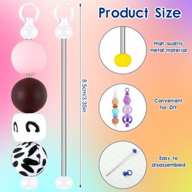 Walquicks 30pcs Beadable Keychain Bars, Metal DIY Bead Keychain Bar Charms Eady Detachable Key Chain Making Accessories for Pendant DIY Crafts Jewelry Making Gift (Multicolor)