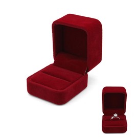 WisePoint Ring Box, Velvet Ring Jewelry Box Wedding Ring Holder, Small Engagement Ring Box for Proposal, Proposal, Wedding, Ceremony, Valentine's Day (red)
