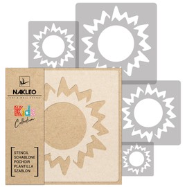 NAKLEO Painting Stencils Set for Kids, 5 Pcs Templates 9x9 to 34x34cm Sun Sunlight Star, Plastic and Reusable Drawing Stencils, Children Room Decor, Craft DIY Wall Furniture