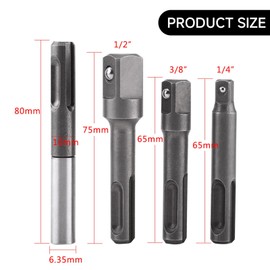 Kodrily 4Pcs SDS Plus Extension, 1/4" 3/8" 1/2" SDS Plus to SDS Adapter, Carbon Steel Drill Bit Adapter for Handheld Drivers, Chucks, Nuts, Screws