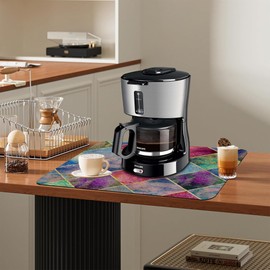 Watercolor Argyle Plaid Dish Drying Mat Abstract Geometric Plaid Kitchen Mat 12"x19" Bsorbent Coffee Maker Mat for Dishes Utensils Coffee Maker Pots and Pans Easy Clean Dish Slip Resistant Pad