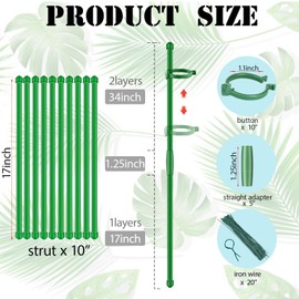 10Pcs Plant Support Stakes, 17inch Garden Orchid Sticks Extended to 3ft 4ft Orchid Sticks with Clips for Indoor Outdoor Plants,Garden Stakes for Tomato,Orchid,Vegetables,Monstera