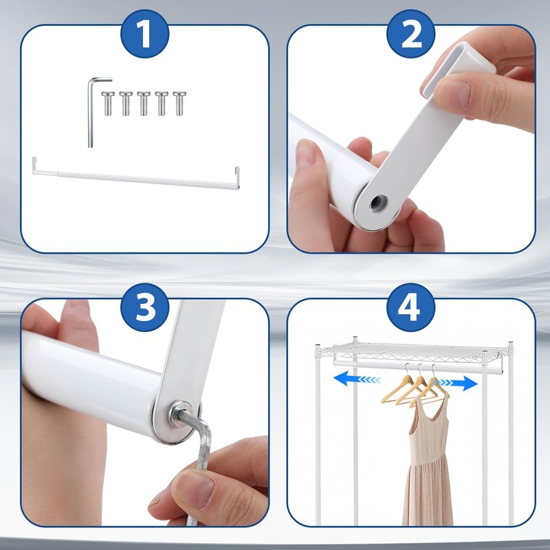 Threehoney Expandable Closet Rod for Wire Shelf Hanging Clothes Adjustable