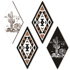 CHDITB Cactus Wall Decor, Aztec Wooden Sign, Southwestern Farmhouse Home Wall Hanging,Natural Themed Wall Decor, Modern Plant Wall Art For Office Home Living Room Bathroom Housewarming Decor