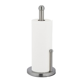Relaxdays Standing Kitchen Roll Holder, Stainless Steel, Roll Holder with Roll Stop, H x D 35 x 15 cm, Silver, 35 x 15 cm