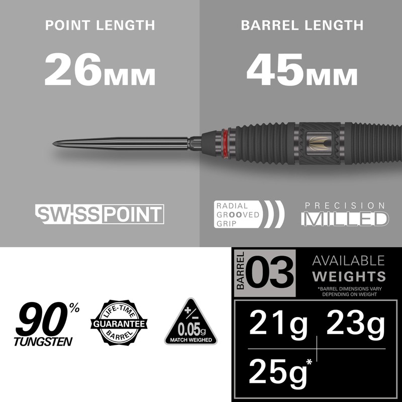 TARGET Darts Scope Steel Tip Swiss Point Darts, 90% Tungsten