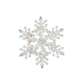 Snowflake Winter Austrian Crystal Brooch for Women Men Cubic Zirconia Wedding Statement Badges Elegant Snow Flower Suit Brooch Pin Unique Design Rotatable Christmas Party Accessories Wife Mom Friends