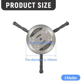 Vordpe Grass Trimmer Milling Head, Professional Weed Brush for Electric Brush Cutter, Steel Wire Brush Cutter Head, Weed Wire Brush for Garden, Steel Wire Brush Cutter (3 Heads)