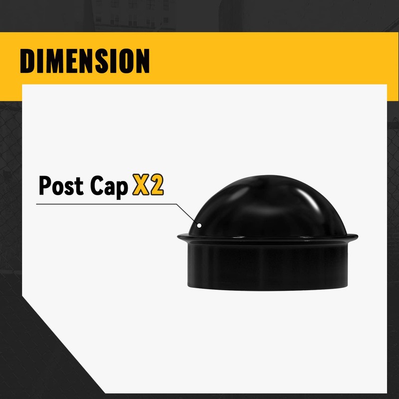 VIVIDA 2-3/8" Chain Link Post Caps, Black Post Cap for
