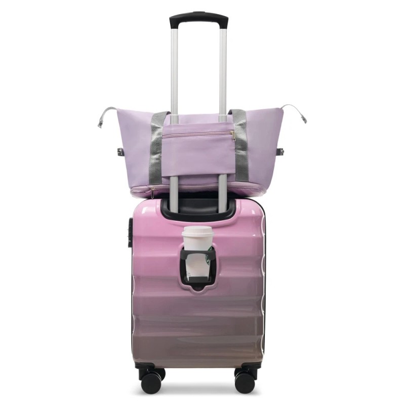 Unbranded 20" Carry-on Luggage with Cup Holder Lightweight Glossy Hardshell