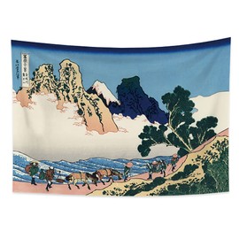 YONGFOTO 100 x 70 cm Ukiyo-e Tapestry Mountain Fuji 36 Views Room Wall Hanging Back of Fuji from Minobu River Landscape Wall Art Japanese Traditional Painting Toyo Style Tapestries