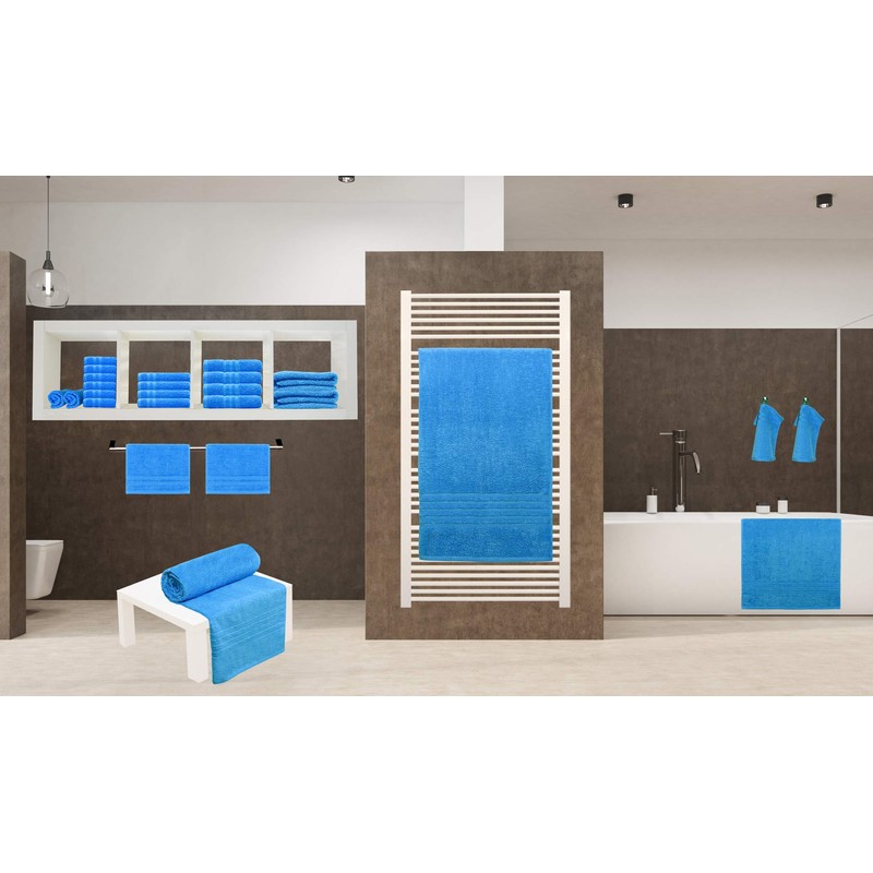 Lashuma London Bath Towel Embroidered with Monogram, Bath Towel Blue