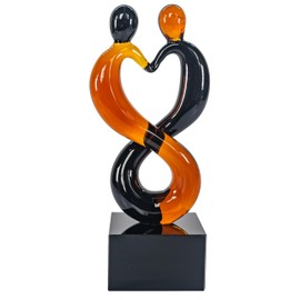 CRISTALICA Glass Figurine Glass Sculpture Love Amber/Transparent Height Approx. 11 cm Handmade