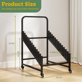 12-Tier Tile Sample Display Stand, Rolling Tile Sample Storage Rack, Metal Floor Tile Display Stand, Building Material Display Shelf, Slotted Tile Display Rack, Floor Sample Holder for Exhibition Hall