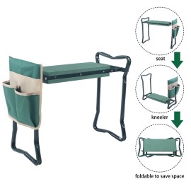 realtop3 Foldable Garden Kneeler Bench Stool Soft Cushion Seat Pad Kneeling w/ Tool Pouch