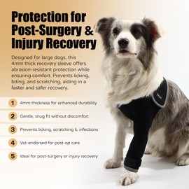 Spajoy Dog Recovery Suit, Medical Cone Alternative, Abrasion Resistant Dog Recovery Sleeve, Washable 3mm Thick and Waterproof, Pet Wounds Prevent Licking, Bite, Being Wet, and Keep Dry