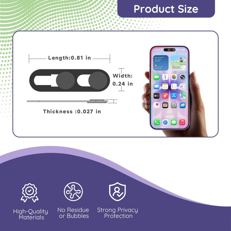 Front Camera Cover Compatible for 16 Pro Max/16 Pro /16Plus/16/15/15Plus/15