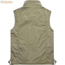 Moilyuko Mo108 Men's Outdoor Vest, For Photographers, Fishing, Shooting, Mesh Vest, Lightweight, Multi-functional, UV Protection, Quick Drying, Breathable, Spring, Summer, Autumn, Khaki