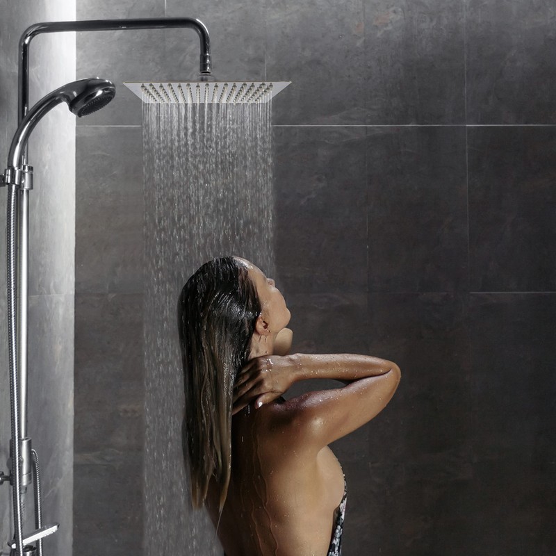 LIVOREST Square Rainfall Shower Head - 8 inch Large, Overhead