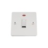 20A Double Pole Switch - Polished Chrome Flat - White