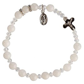 White Jade 6mm Rosary Bracelet