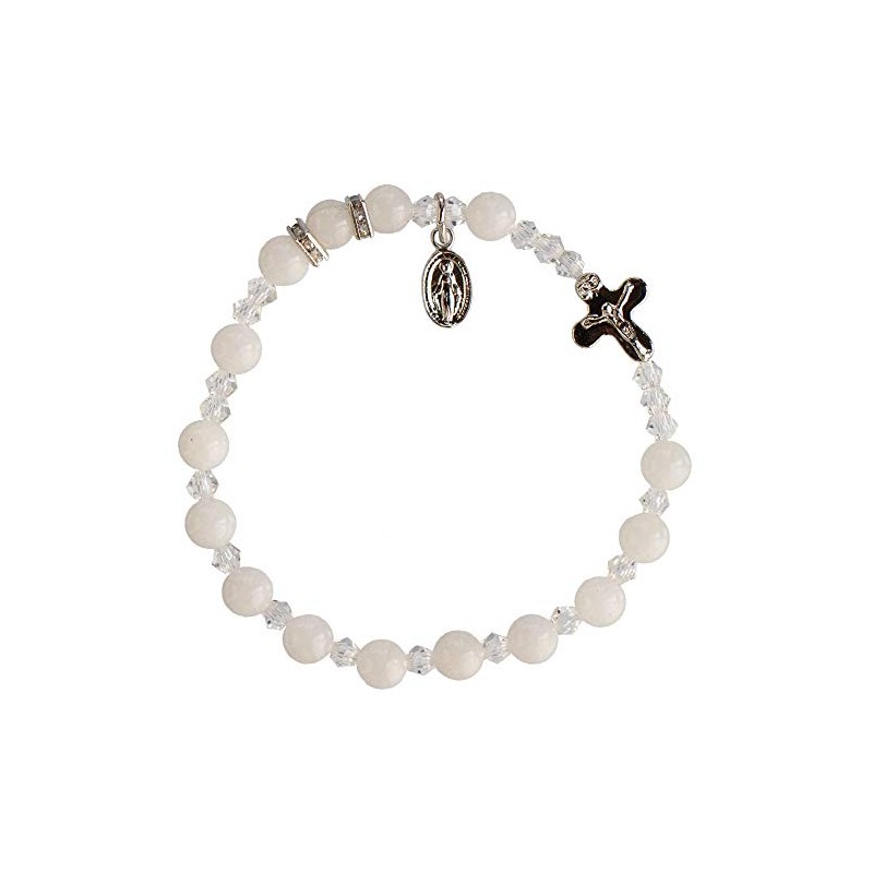 White Jade 6mm Rosary Bracelet