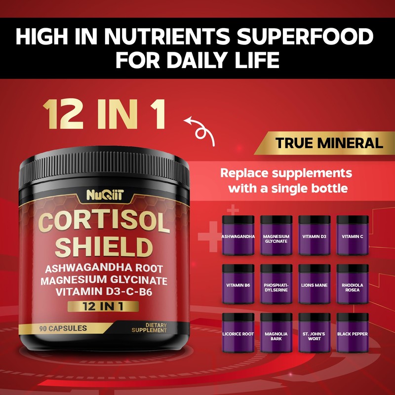 NUQIIT 12in1 Cortisol Shield - Ashwagandha and Magnesium & 10
