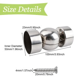 UFURMATE 2PCS 201 Stainless Steel Universal Round Handrail Connectors Adjustable Handrail Fitting Stair Railing Angle Elbow Connector for Dia.50mm