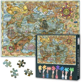 TUMOVO Jigsaw Puzzles for Adults 1000 Pieces, Old Map of Fantasy Treasure Maps-2