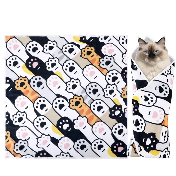 Cat Wrap for Grooming, 19.68x19.68 Inch Soft Cat Swaddle Wrap