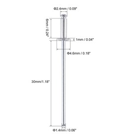 sourcing map Blind Rivets, Aluminum Pull Rivets Core Decoration Rivets 2.4mm Diameter 6mm Grip Length Silver Tone, 60pcs