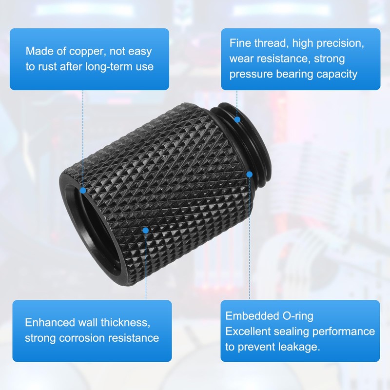 sourcing map 4pcs Water Cooling Adapter G1/4" Thread Male to