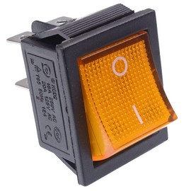 Yellow illuminated Large On-Off Rocker Switch DPST 230V