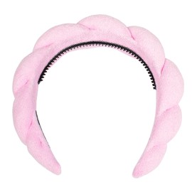LADYAMZ Spa Headband for Women, Sponge Headband for Washing Face, Mimi and Co Spa Headband Makeup Headband with Non-slip Belt for Women Girls Fashion Hair Hoop Spa Yoga Makeup Skincare Shower(Pink)