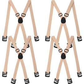 Xtinmee 4 Pcs Hidden Suspenders for Men Hidden Suspenders Adjustable Under Clothing Undergarment(Beige)